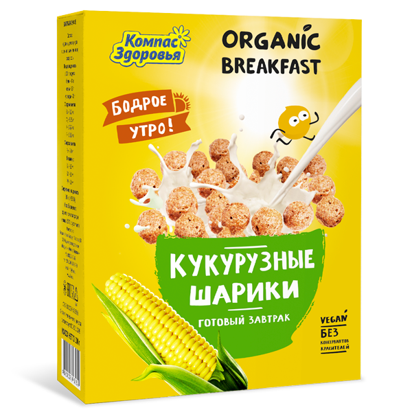 Завтраки сухие "Кукурузные шарики", 100 г Компас Здоровья